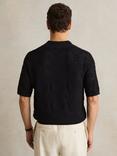 Reiss Banks Short Sleeve Jacquard Loop Stitch Polo Shirt, Navy