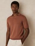 Reiss Duchie Short Sleeve Open Collar Merino Wool Polo Shirt, Navy