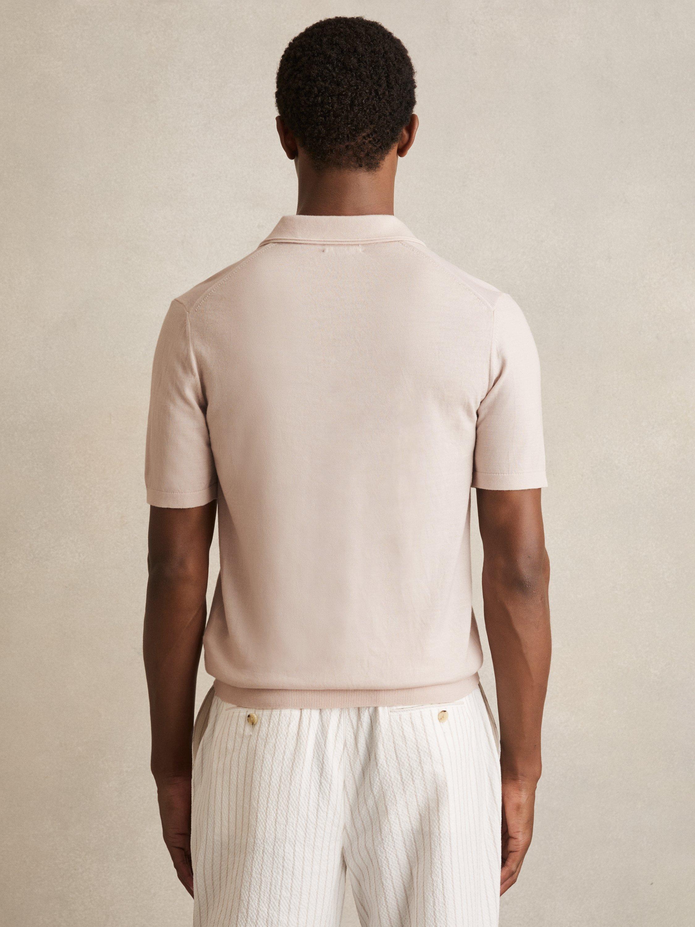 Product image 2 of 5, which shows Reiss Duchie Merino Wool Polo Shirt, Beige, XS