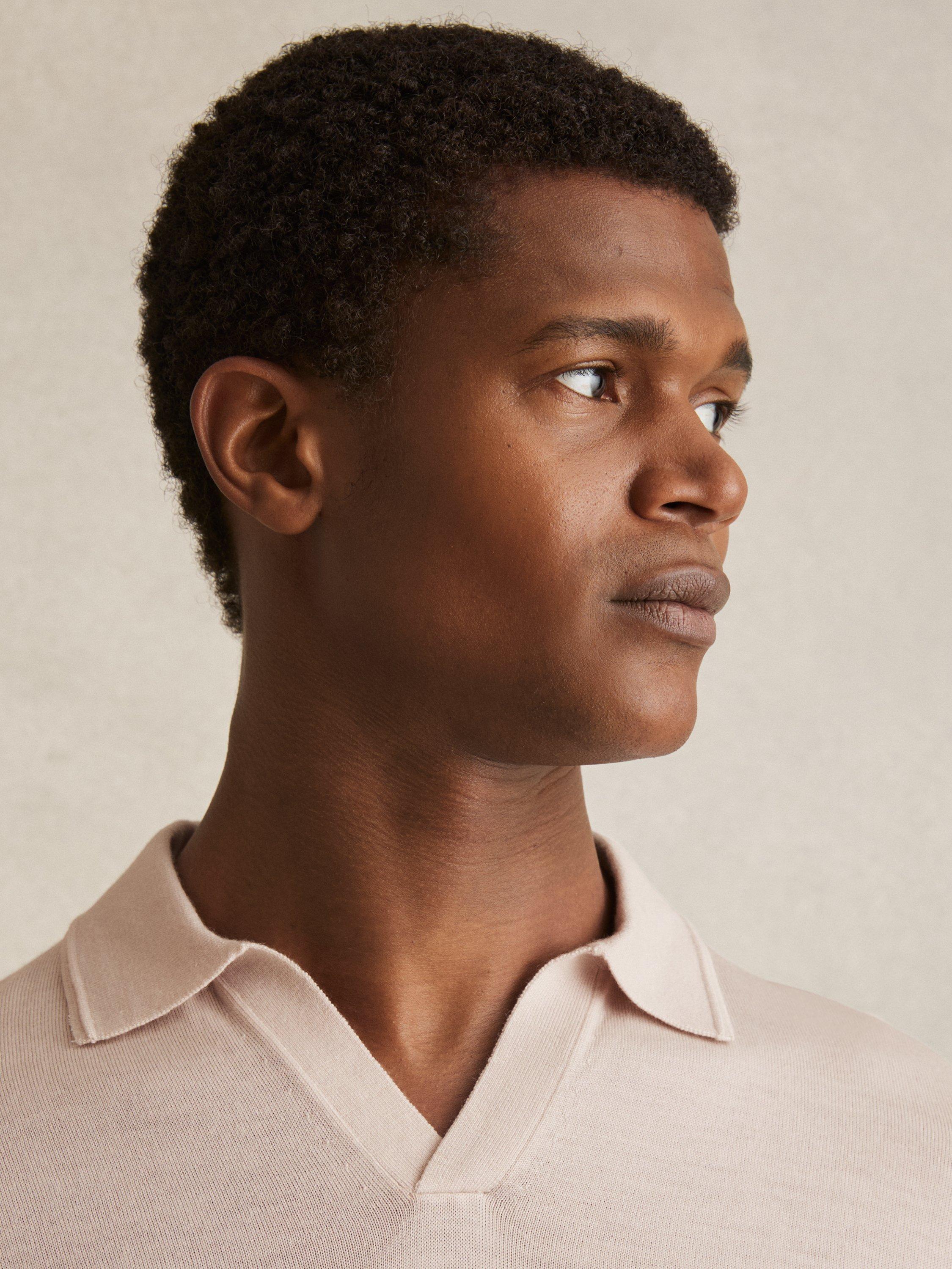 Product image 5 of 5, which shows Reiss Duchie Merino Wool Polo Shirt, Beige, XS