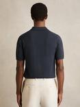Reiss Duchie Short Sleeve Open Collar Merino Wool Polo Shirt, Navy, Navy