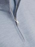 Reiss Blackhall Merino Wool Zip-Neck Jumper, Soft Blue