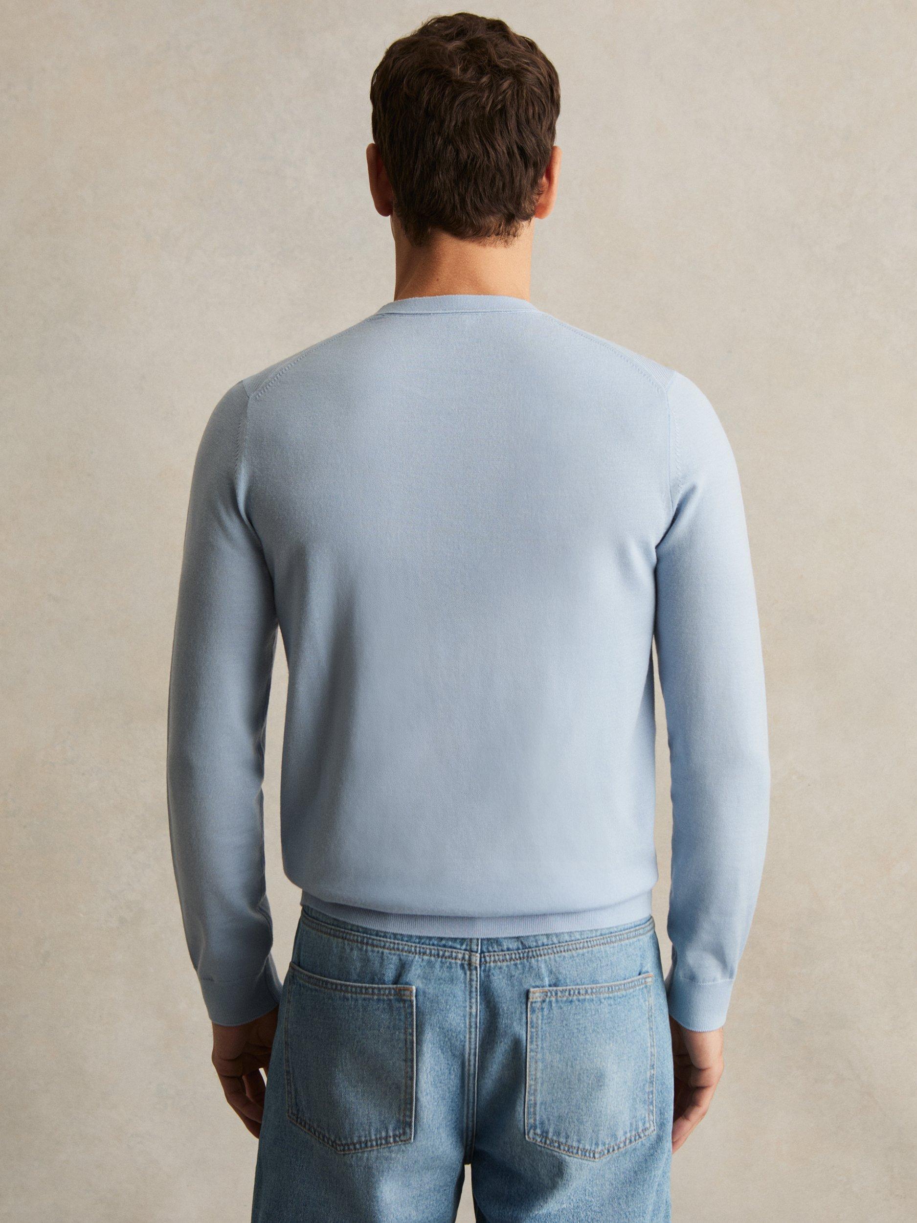 Product image 3 of 4, which shows Reiss Wessex Wool Fitted Jumper, Soft Blue, XS