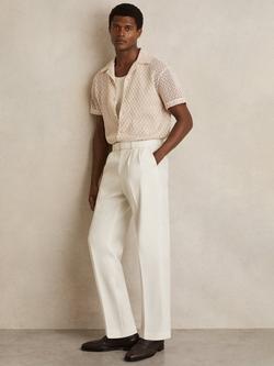 Reiss Strap Wool Blend Tapered Trousers, White