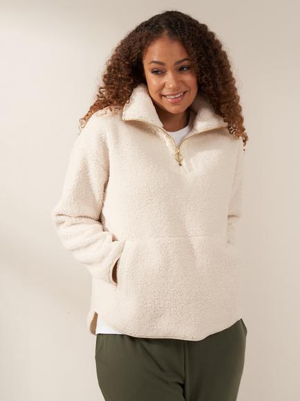 Truly Boucle Sherpa 1/2 Zip Jumper, Ecru, Ecru