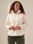 Truly Boucle Sherpa 1/2 Zip Jumper, Ecru
