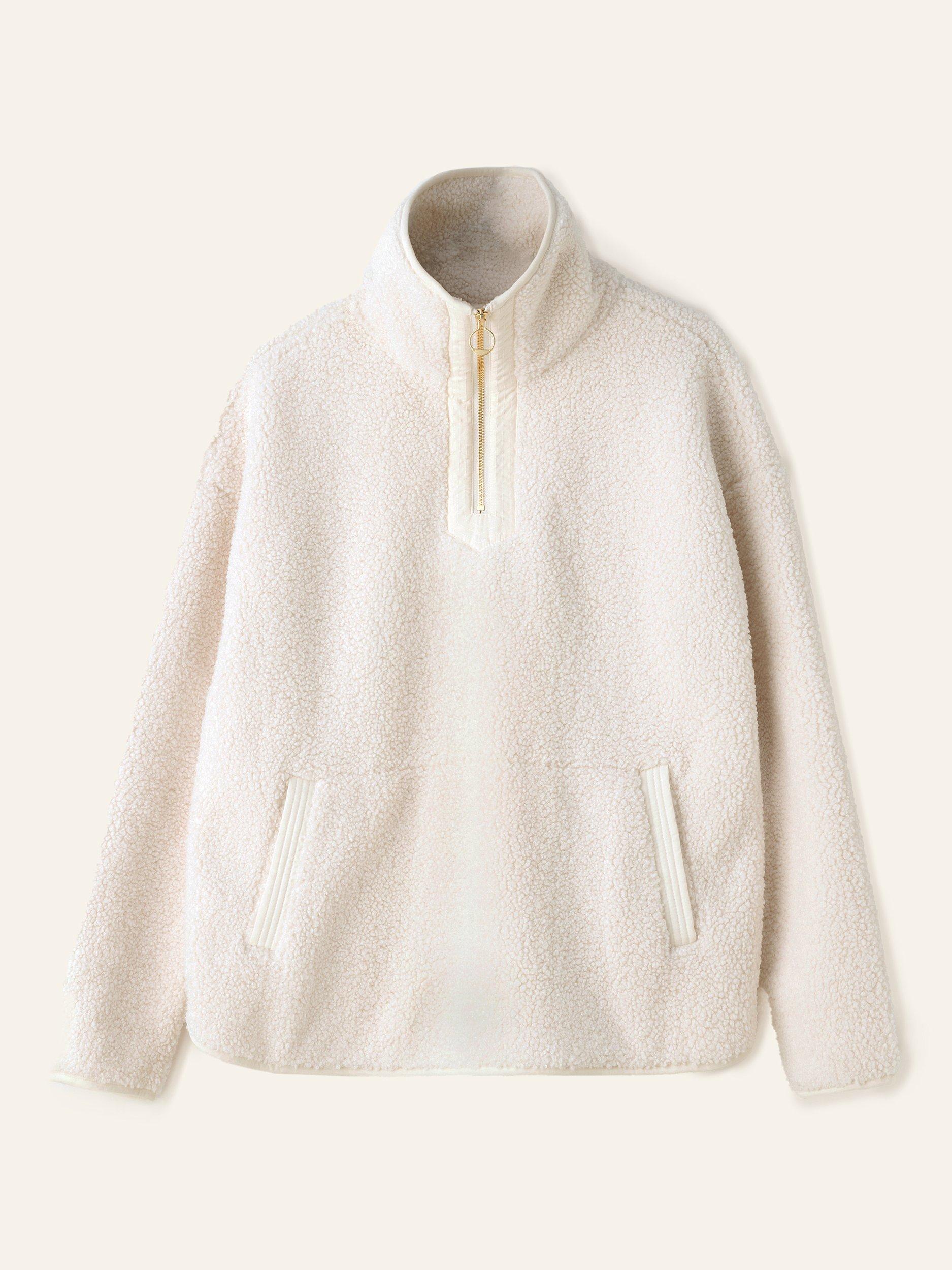 Product image 6 of 6, which shows Truly Boucle Sherpa 1/2 Zip Jumper, Ecru, S