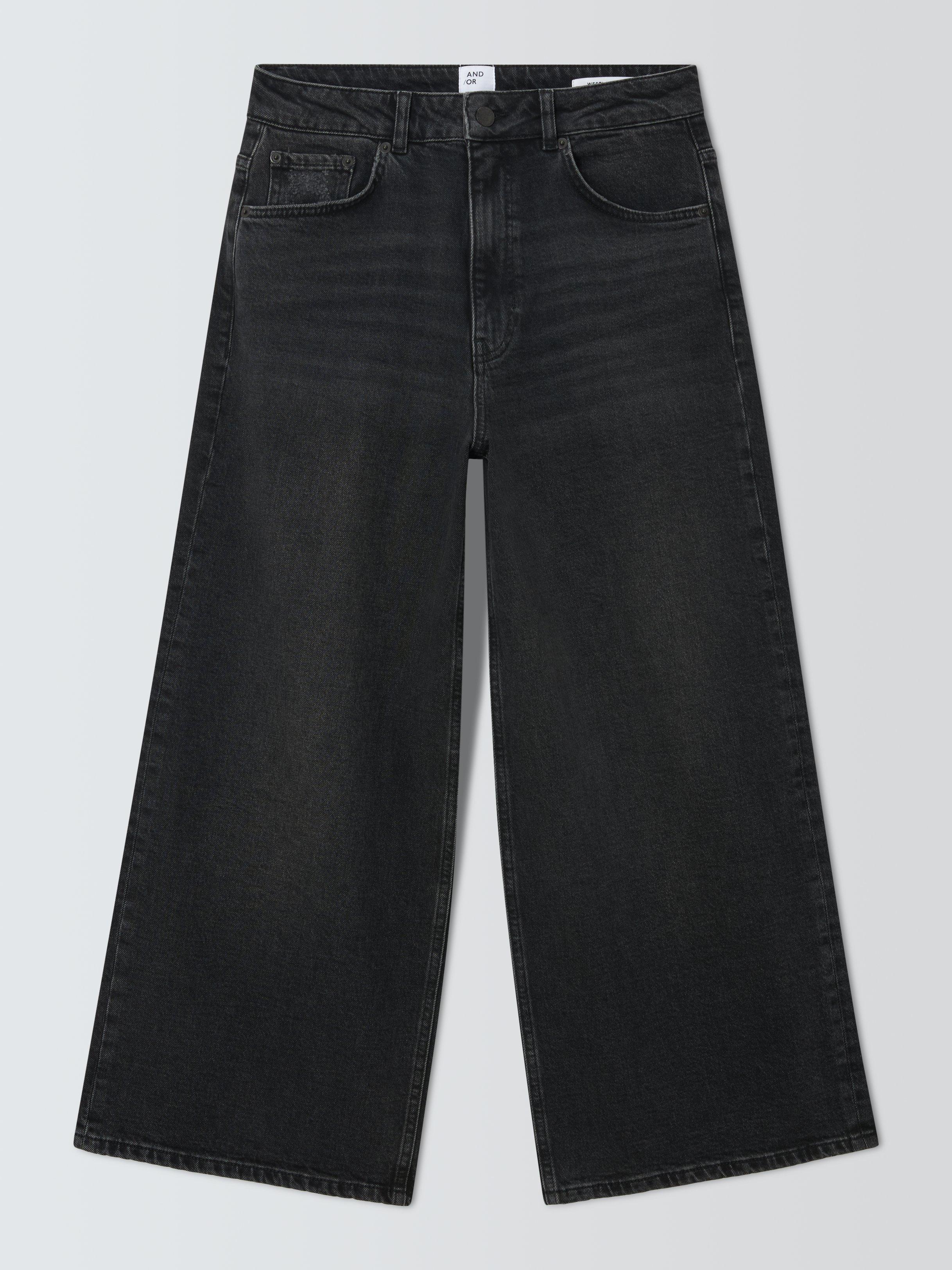 Product image 4 of 6, which shows AND/OR Westlake Wide Leg Cropped Jeans, Washed Black, 26R