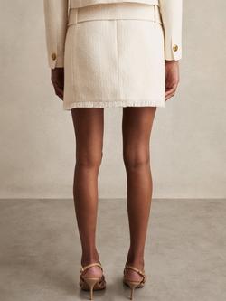 Reiss Mia Wool Blend Belted Mini Skirt, White - view 2, White