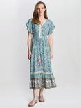 Gina Bacconi Frankie Vintage Print Midi Dress, Green