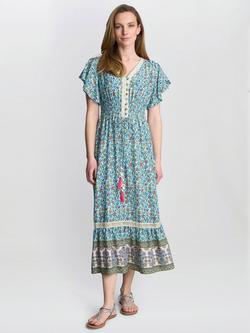 Gina Bacconi Frankie Vintage Print Midi Dress, Green, Green