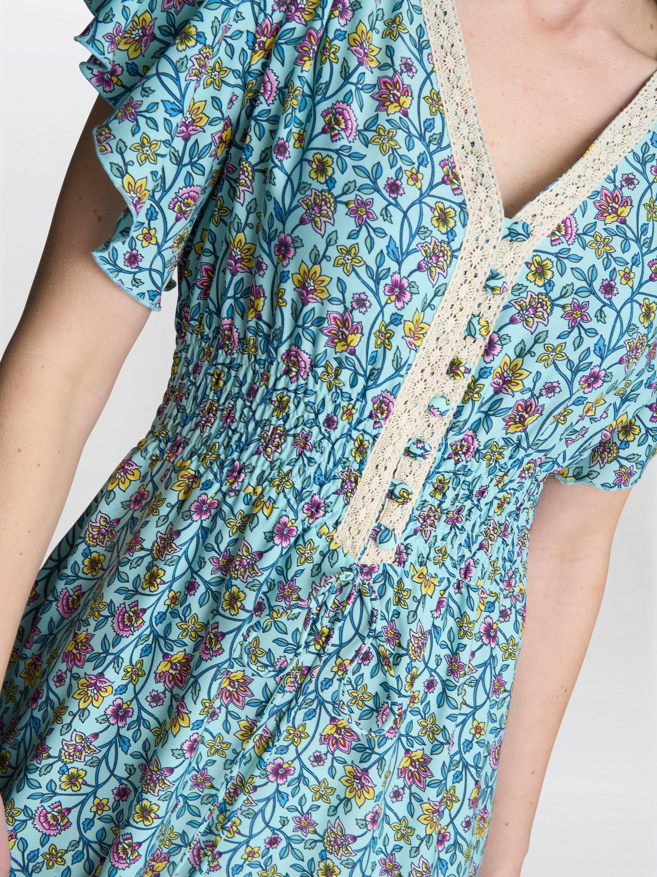 Product image 5 of 5, which shows Gina Bacconi Frankie Vintage Print Midi Dress, Green, S