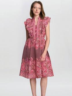 Gina Bacconi Lilat Boho Paisley Dress, Brown/Pink, Brown/Pink