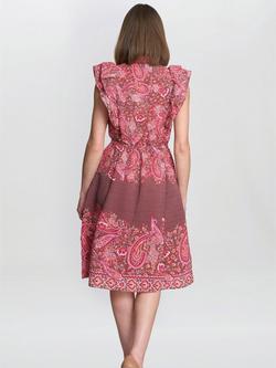 Gina Bacconi Lilat Boho Paisley Dress, Brown/Pink - view 2, Brown/Pink