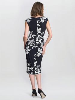 Gina Bacconi Marjorie Floral Shift Dress, Black/Ivory - view 2, Black/Ivory