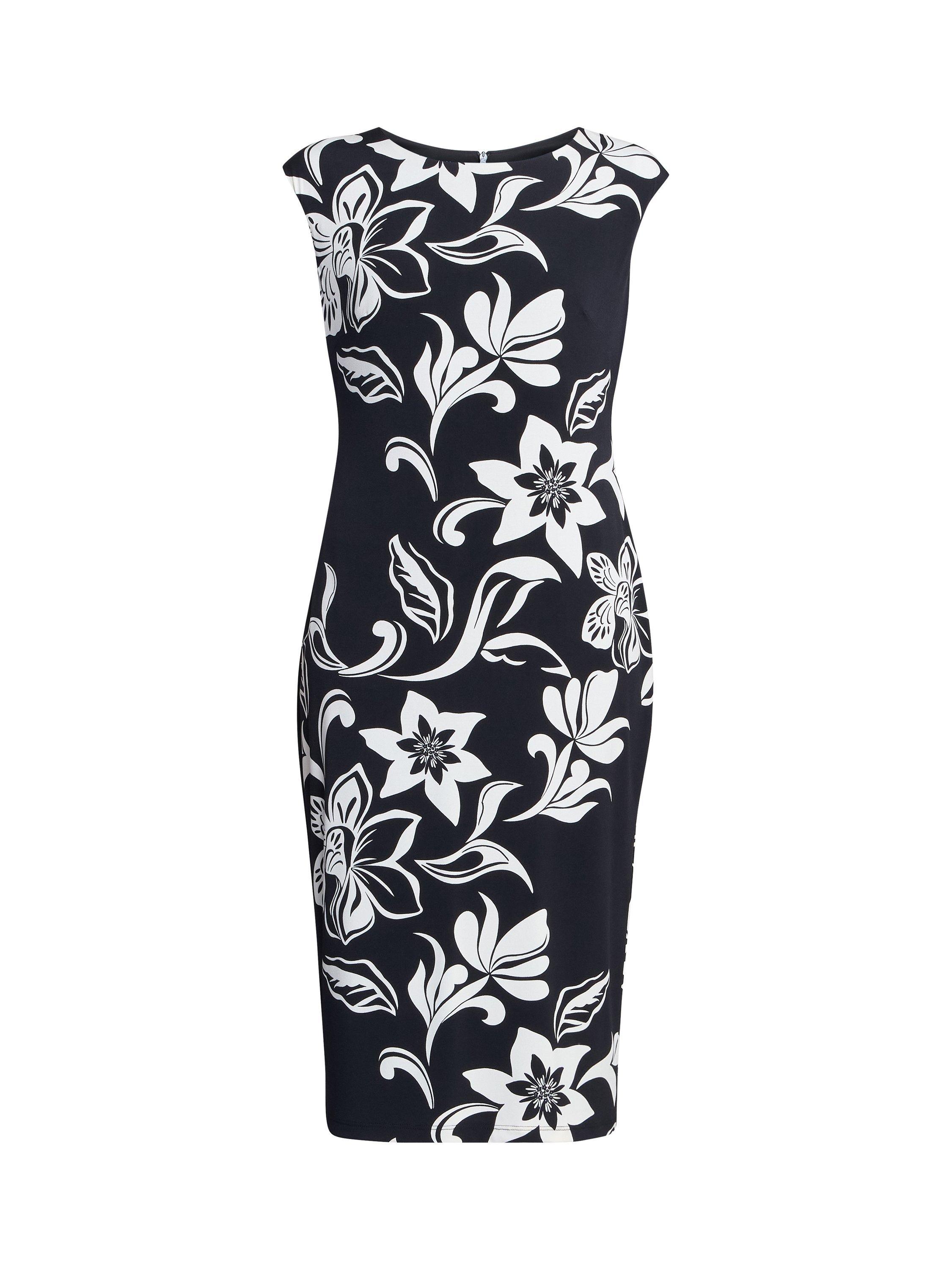 Product image 4 of 5, which shows Gina Bacconi Marjorie Floral Shift Dress, Black/Ivory, 8
