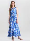 Gina Bacconi Fawn Floral Sleeveless Maxi Dress, Blue