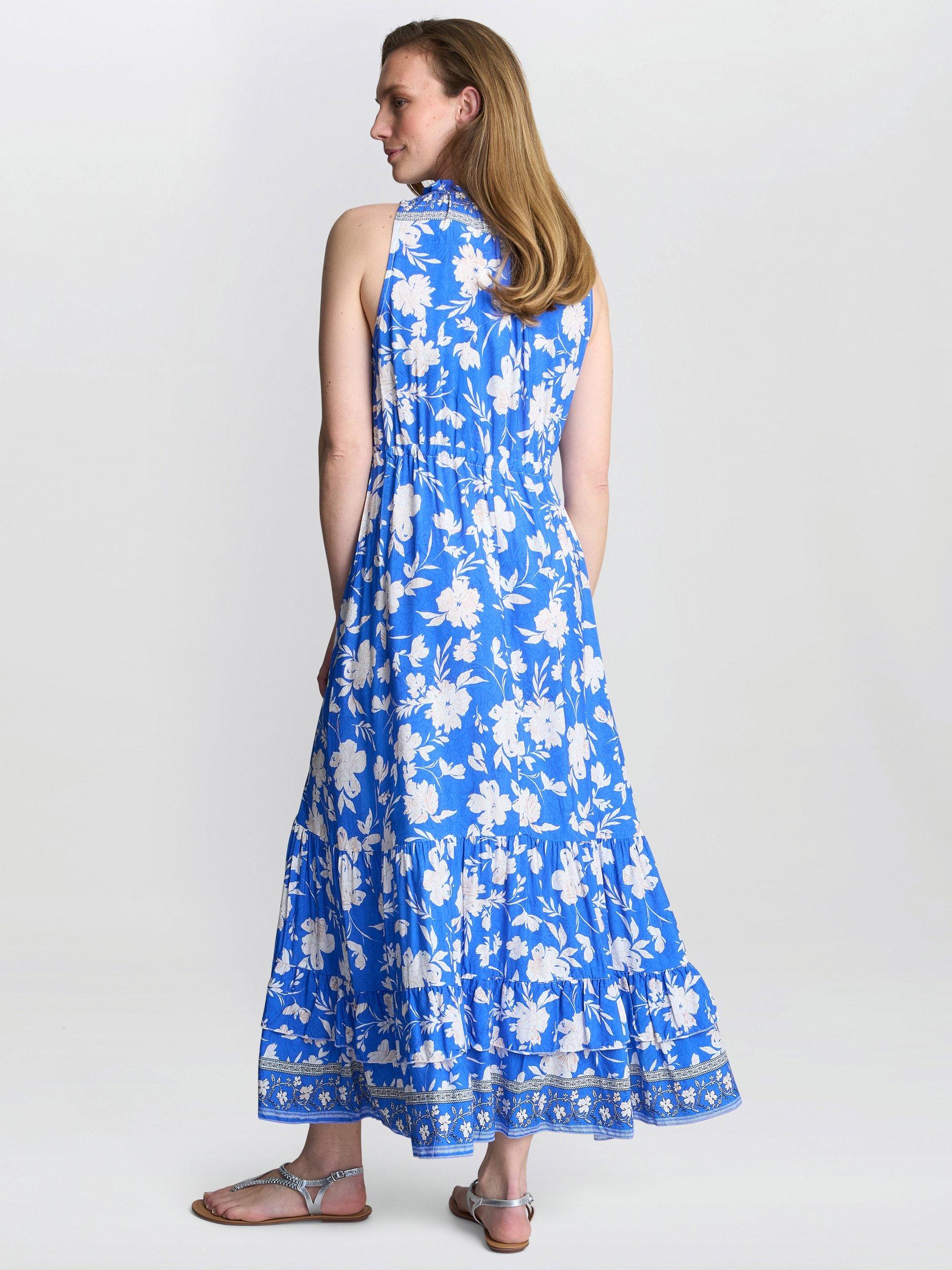 Product image 2 of 5, which shows Gina Bacconi Fawn Floral Sleeveless Maxi Dress, Blue, S