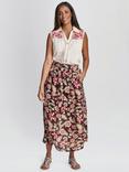 Gina Bacconi Emi Floral Midi Skirt, Black/Multi