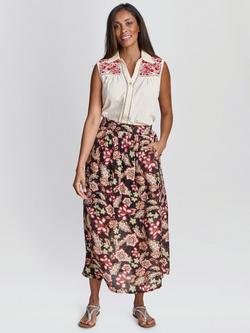 Gina Bacconi Emi Floral Midi Skirt, Black/Multi, Black/Multi