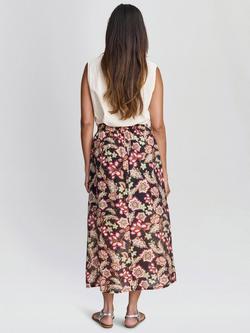 Gina Bacconi Emi Floral Midi Skirt, Black/Multi - view 2, Black/Multi