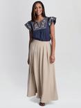 Gina Bacconi Ethel Pleat Midi Skirt, Beige