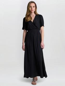 Gina Bacconi Carole V-Neck Short Sleeved Maxi Dress, Black