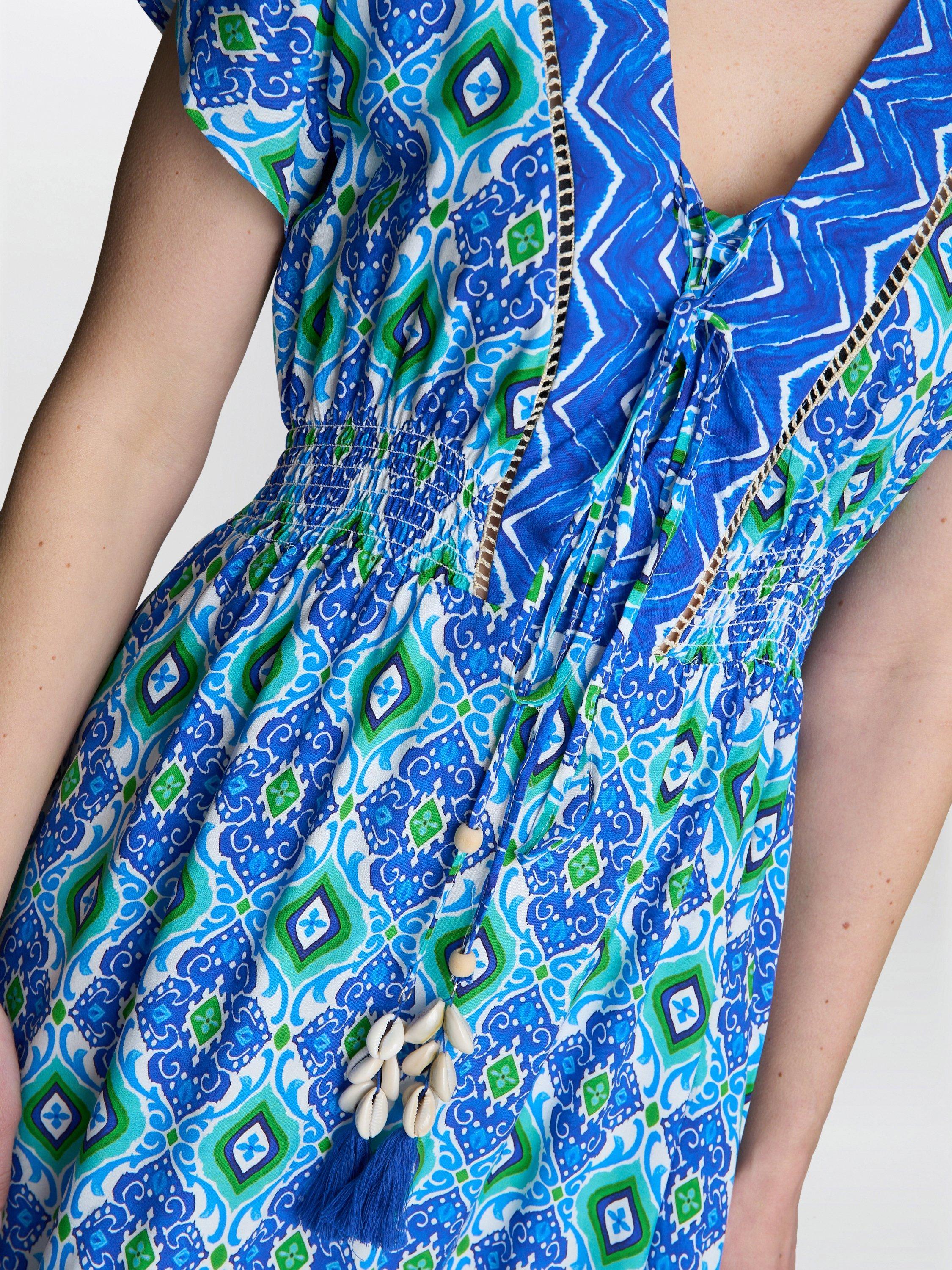 Product image 5 of 5, which shows Gina Bacconi Evana Geometric Dress, Blue/Green, S