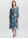 Gina Bacconi Ryan Floral Off Shoulder Dress, Blue/Multi