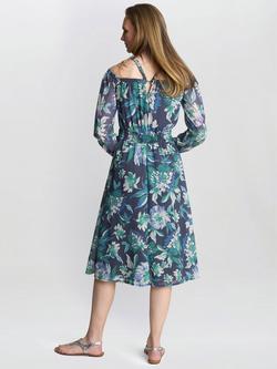 Gina Bacconi Ryan Floral Off Shoulder Dress, Blue/Multi - view 2, Blue/Multi