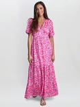 Gina Bacconi Deeann Floral Maxi Dress, Fuchsia