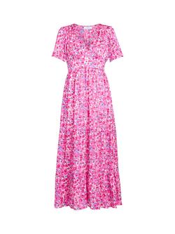 Gina Bacconi Deeann Floral Maxi Dress, Fuchsia - view 2, Fuchsia