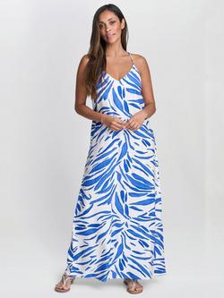 Gina Bacconi Crista Stripe Strappy Dress, Blue/White, Blue/White