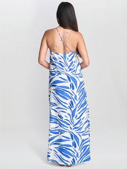 Gina Bacconi Crista Stripe Strappy Dress, Blue/White - view 2, Blue/White