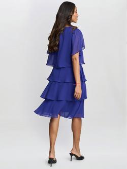 Gina Bacconi Cherry Chiffon Tiered Dress, Iris - view 2, Iris