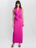 Gina Bacconi Sienna Bow Detail Maxi Dress, Hot Pink