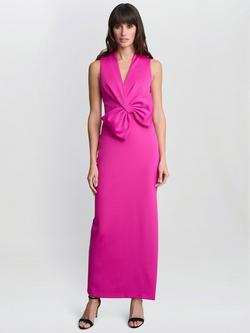 Gina Bacconi Sienna Bow Detail Maxi Dress, Hot Pink, Hot Pink
