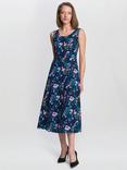 Gina Bacconi Flo Floral Jersey Dress, Navy/Multi