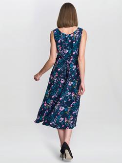 Gina Bacconi Flo Floral Jersey Dress, Navy/Multi - view 2, Navy/Multi