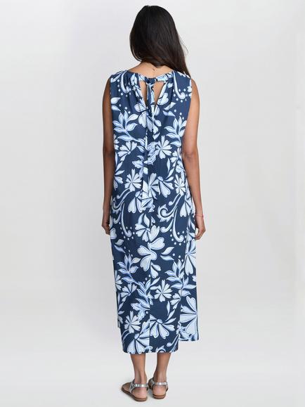 Gina Bacconi Rory Floral Tent Dress, Blue - view 2, Blue