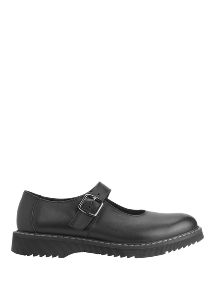 Start-Rite Kids' Embrace Leather Blend Buckle School Shoes, Black Leather