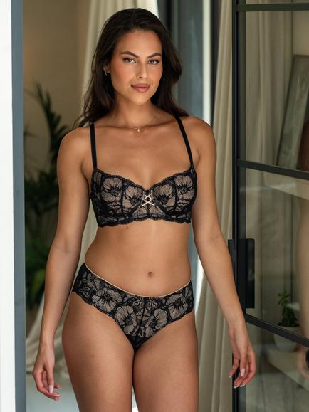 Pour Moi Atelier Lace Brazilian Knickers - view 2, Black/Cosmetic