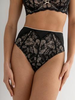 Pour Moi Atelier High-Waist Deep Knickers, Black/Cosmetic, Black/Cosmetic
