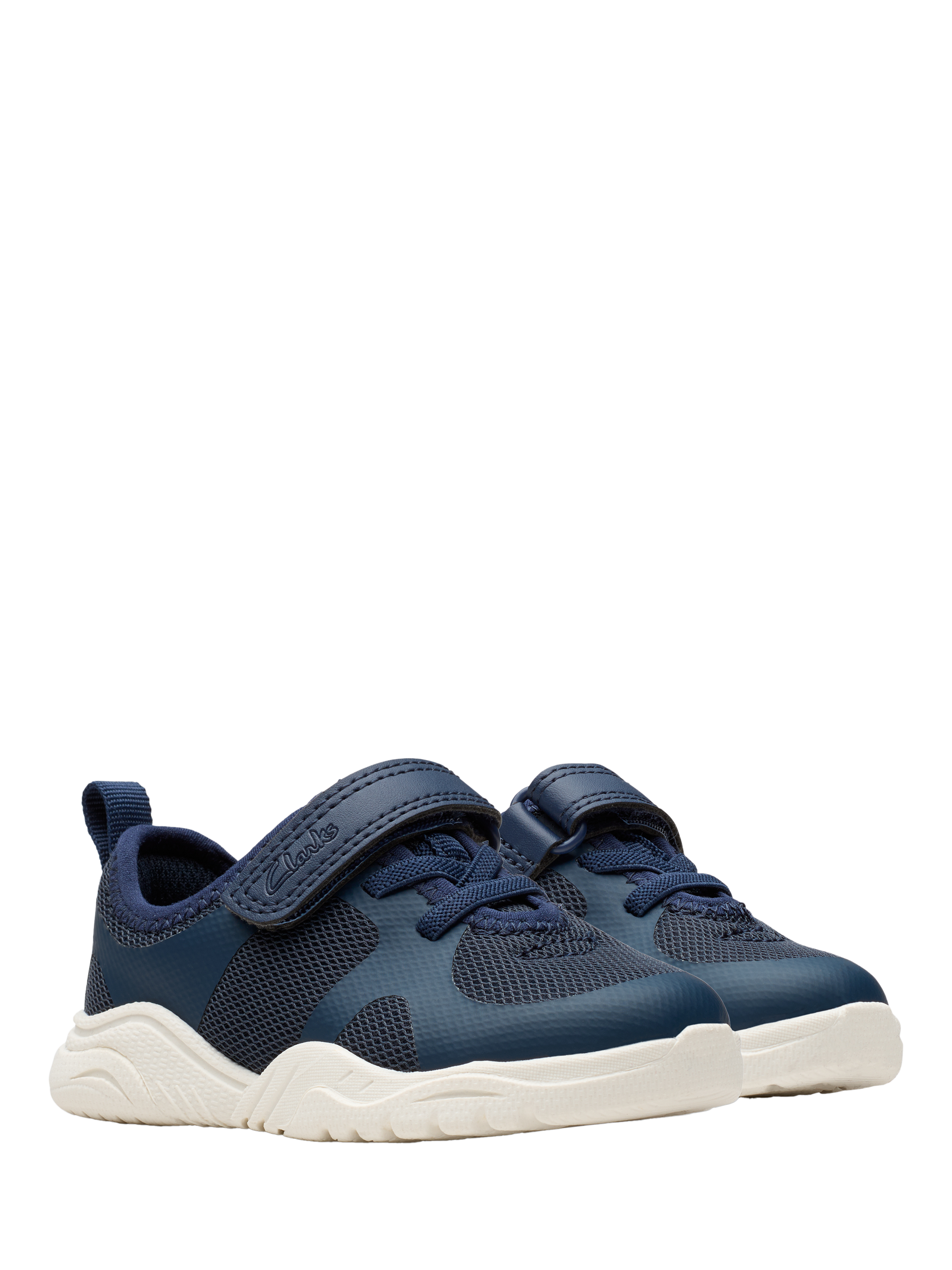 Product image 4 of 7, which shows Clarks Kids' Feather Ath Panelled Trainers, Navy, 3 F Jnr