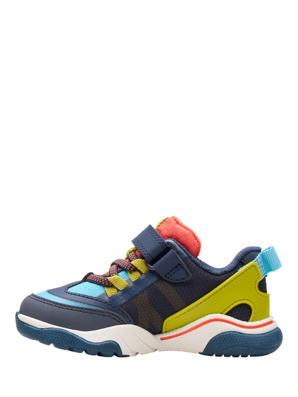 Clarks Kids' Feather Track Trainers, Navy Combi - view 2, Navy Combi