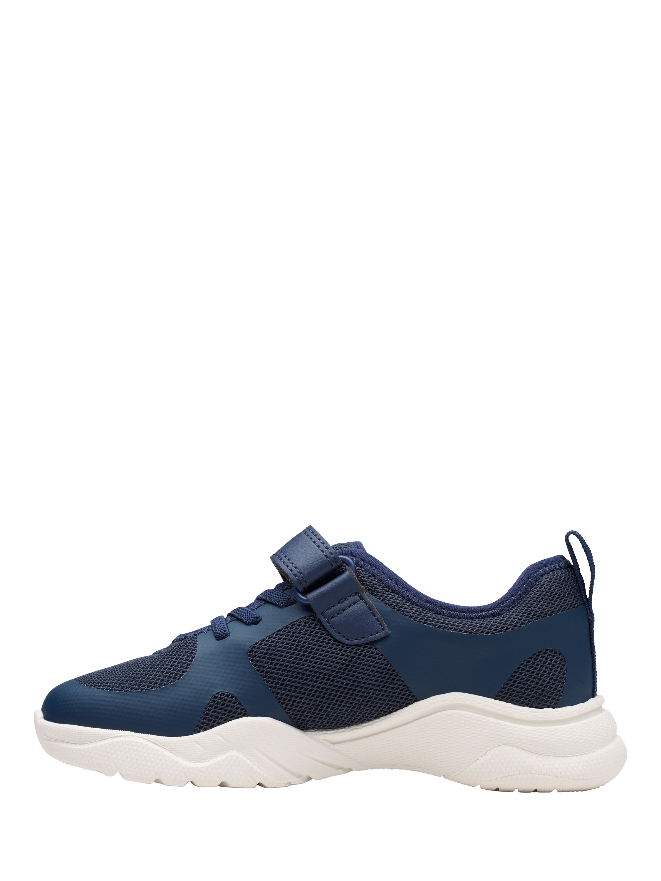 Product image 2 of 7, which shows Clarks Kids' Feather Ath Panelled Trainers, Navy, 7 F Jnr