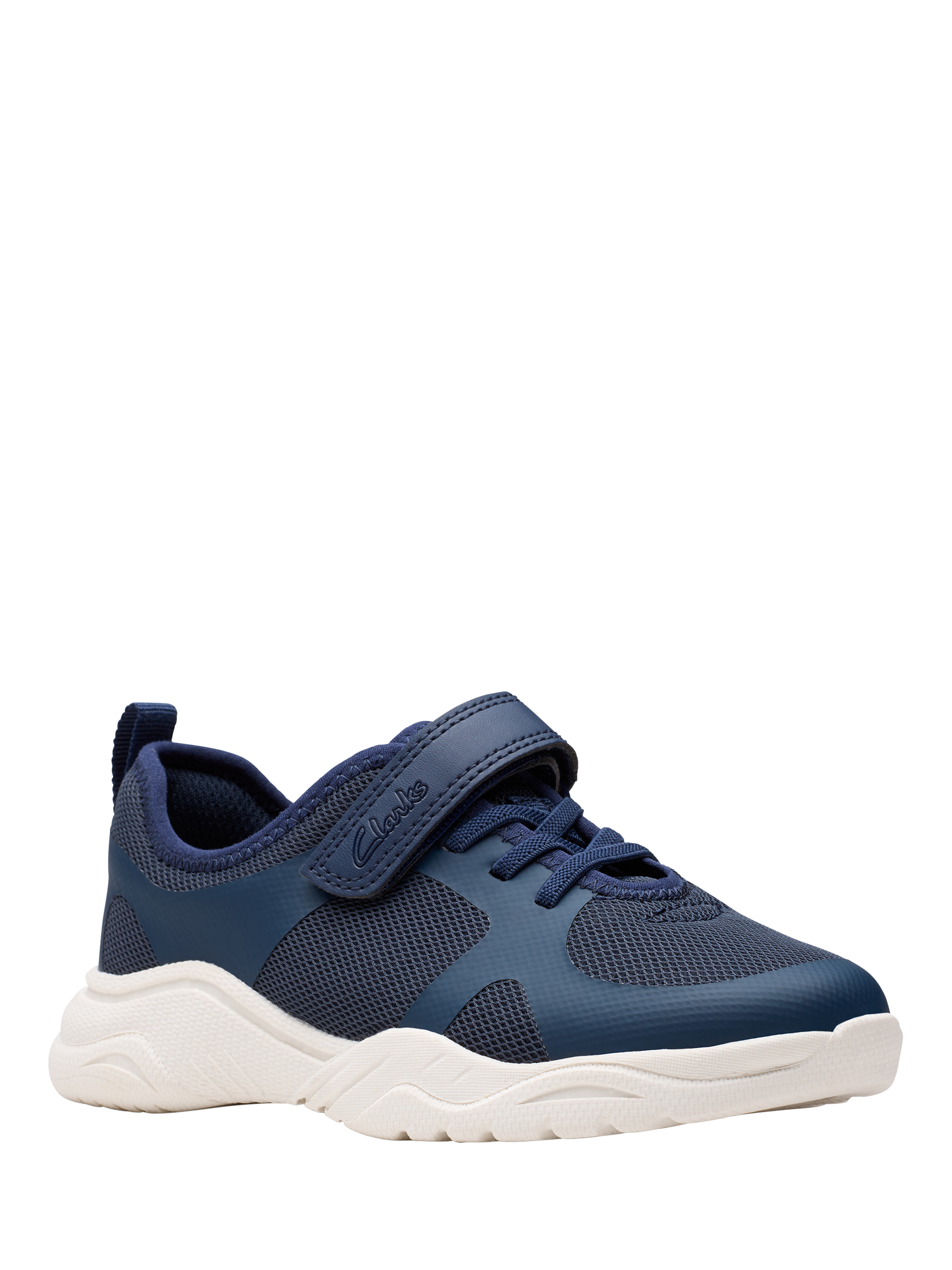 Product image 7 of 7, which shows Clarks Kids' Feather Ath Panelled Trainers, Navy, 7 F Jnr
