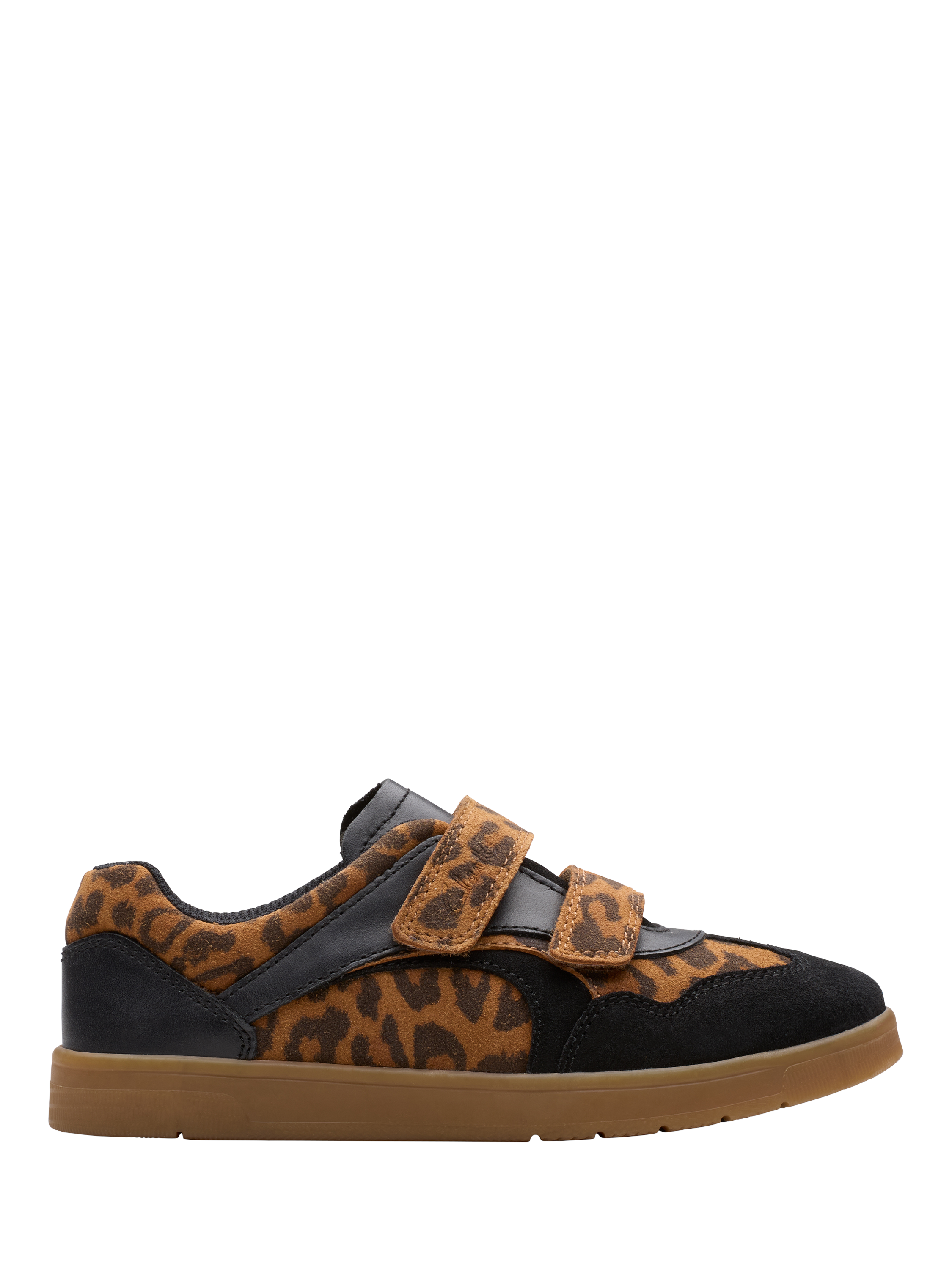 Product image 1 of 6, which shows Clarks Kids' Disco Vibe K. Leather Shoes, Leopard Print, 7 G Jnr