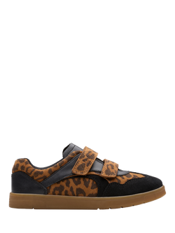 Clarks Kids' Disco Vibe K. Leather Shoes, Leopard Print, Leopard Print