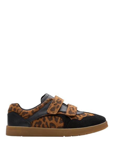 Clarks Kids' Disco Vibe K. Leather Shoes, Leopard Print, Leopard Print